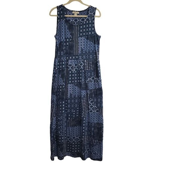 Coldwater Creek Sleeveless Blue Maxi Dress Womens Size Small Pockets Pre-Owned - Picture 1 of 11